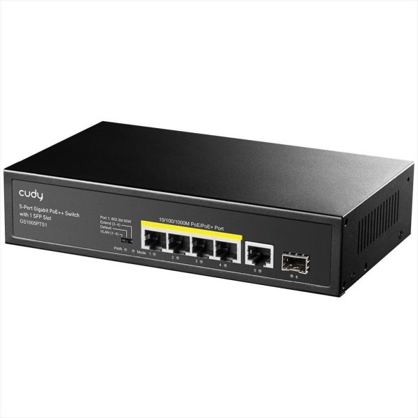 NET Switch CUDY 5-port Gigabit 4xPOE+ 120W, 1x SFP, GS1005PTS1