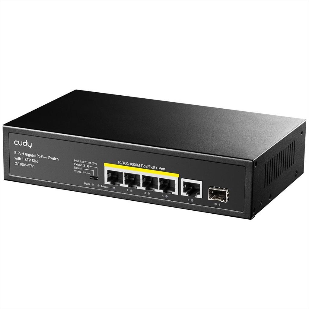NET Switch CUDY 5-port Gigabit 4xPOE+ 120W, 1x SFP, GS1005PTS1