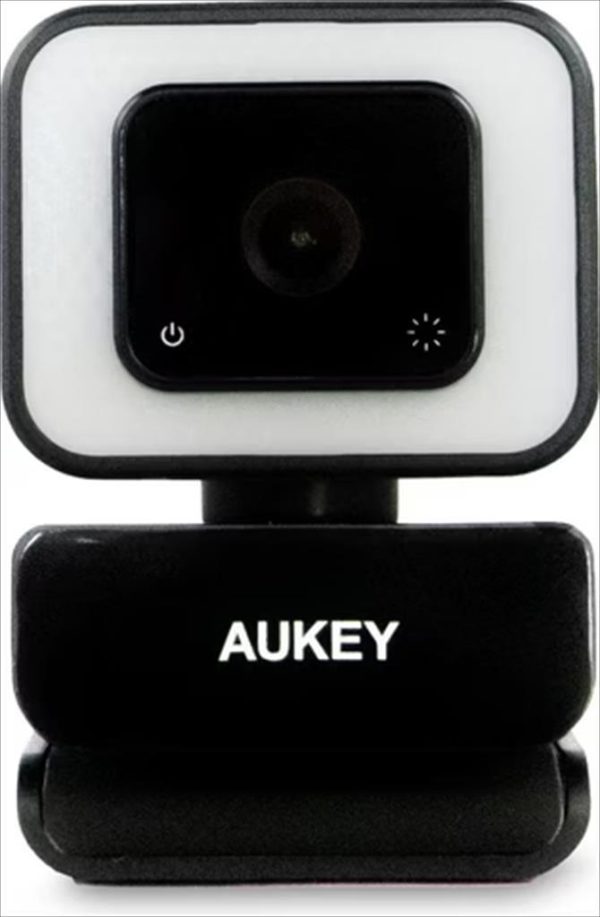 Web camera aukey pc-lm6 stream series with ring light, 1080p usb, 30 fps, black