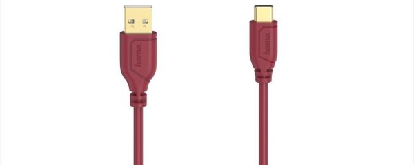 CABLES HAMA USB 2.0 AM - TYPE-C M FLEXI-SLIM RED 0.75m, 200636