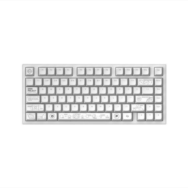 KEYBOARD MECHANICAL DARK PROJECT ALU81A TERRA NOVA WHITE HS RGB linear mechanical switches G3ms Moonstone- Pre-lubed, wireless (BT/2,4g),+4 switch ANSI layout