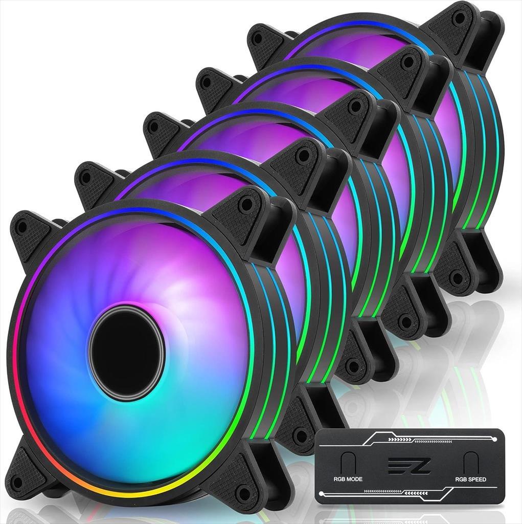 COOLERS CASE FAN 5x120mm EZDIY-FAB MOONLIGHT Black, PWM, 1800 RPM, w/PWM FAN HUB