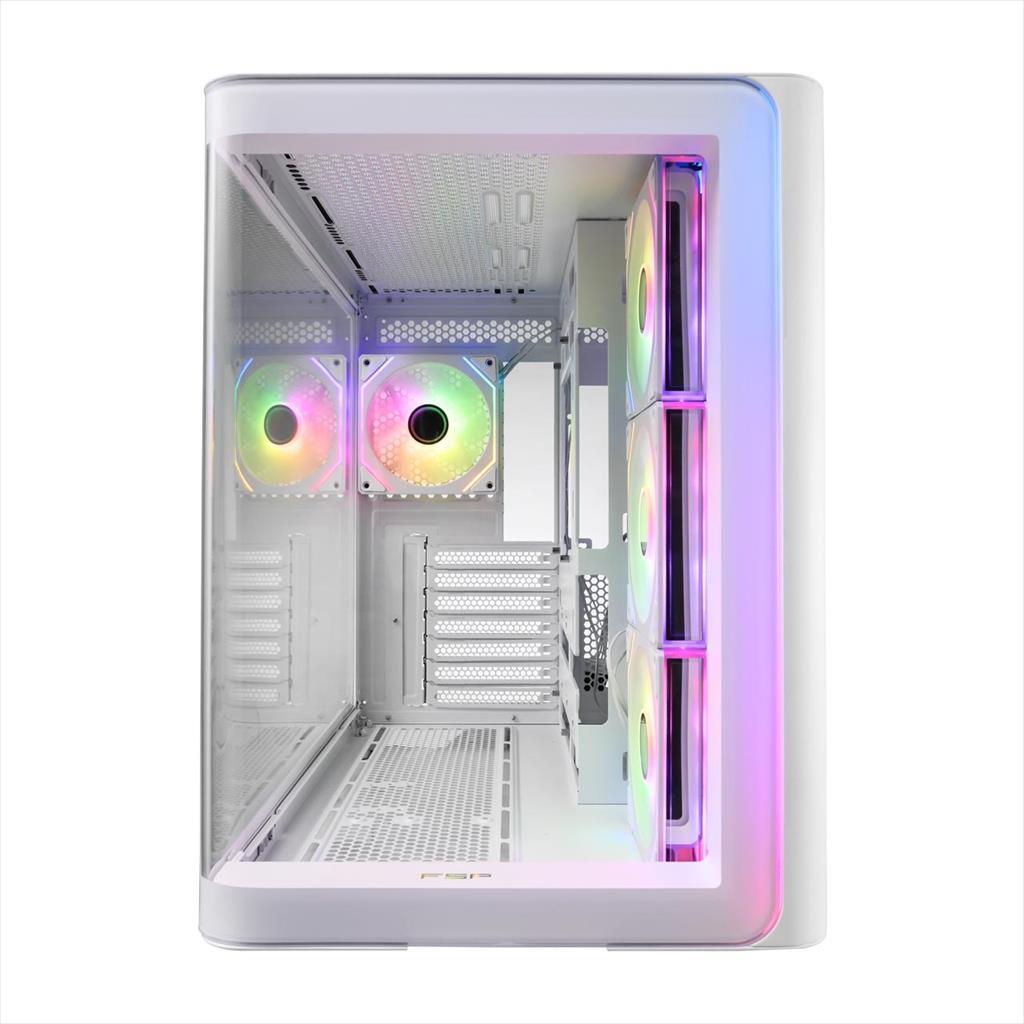 CASE FSP ATX Mid-Tower M580-WA, 4x120mm reverse PWM ARGB, w/CURVED GLASS, White - Image 3
