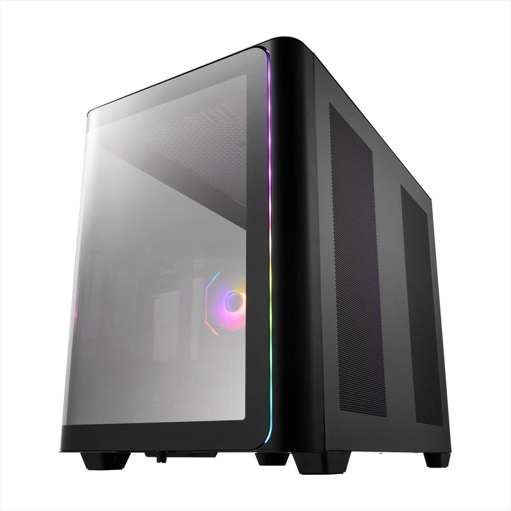 CASE FSP ATX Mid-Tower M580-BA, 4x120mm reverse PWM ARGB, w/CURVED GLASS, Black - Image 2