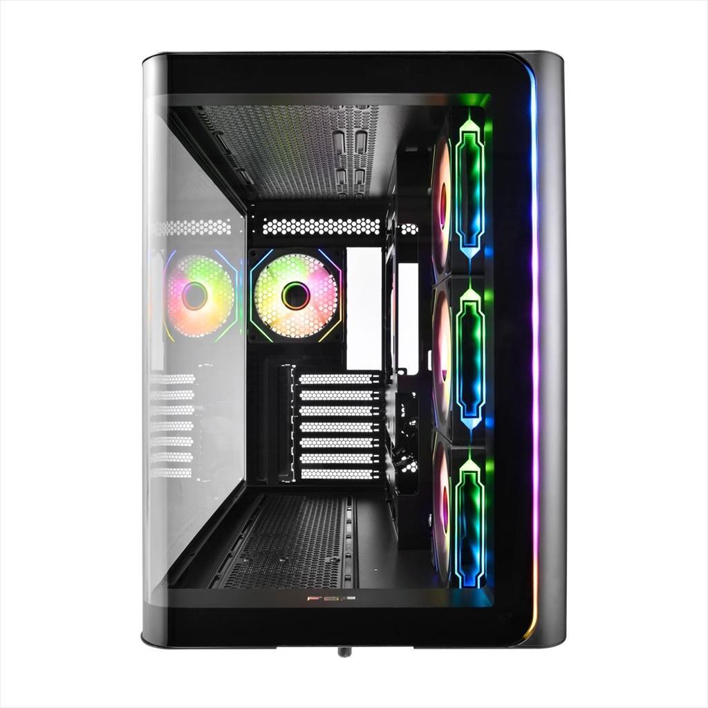 CASE FSP ATX Mid-Tower M580-BA, 4x120mm reverse PWM ARGB, w/CURVED GLASS, Black - Image 3