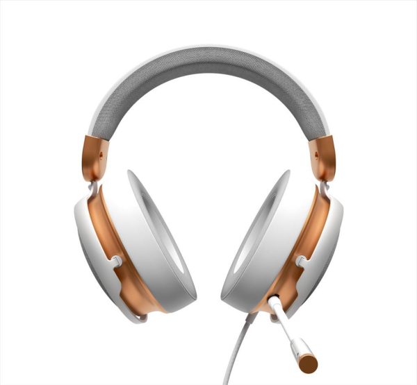Headphones dark project wired gaming-headset sono w/mic, 53mm neodymium driver, 1x3.5mm, white/gold