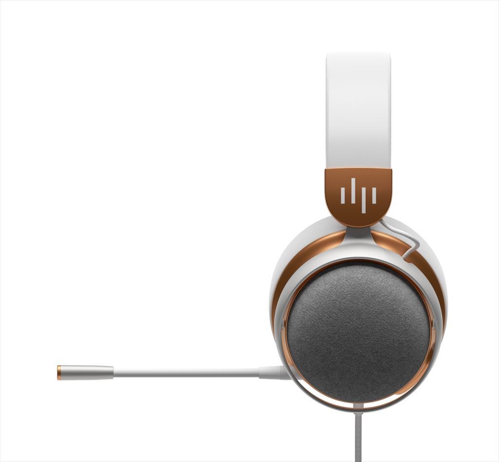 HEADPHONES DARK PROJECT Wired Gaming-Headset SONO w/Mic, 53mm neodymium driver, 1x3.5mm, White/Gold - Image 4