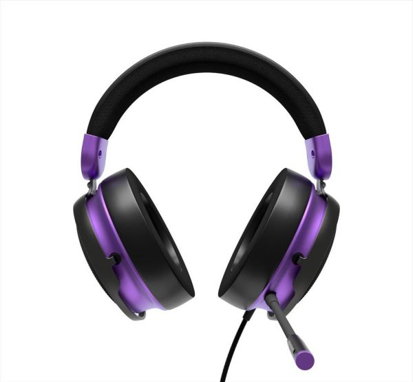 Headphones dark project wired gaming-headset sono w/mic, 53mm neodymium driver, 1x3.5mm, black/violet