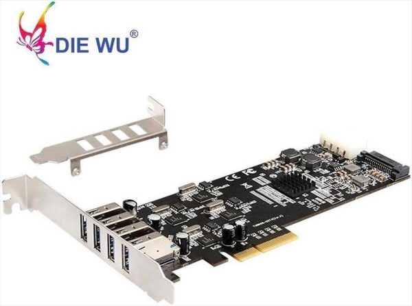 Convertor pci-e to 4 x usb 3.0 diewu txi058 chipset:nec, 20 gb/s (5gb on each port), lp
