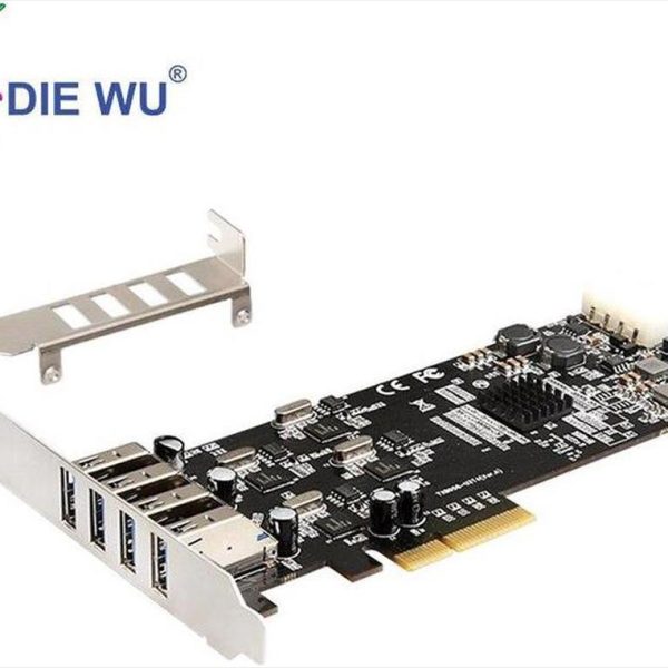 CONVERTOR PCI-E TO 4 X USB 3.0 DIEWU TXI058 Chipset:NEC, 20 GB/S (5GB on each port), LP