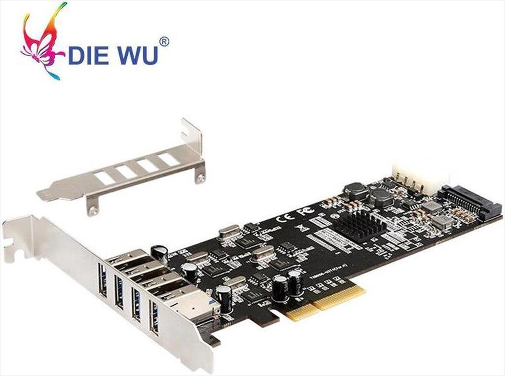 CONVERTOR PCI-E TO 4 X USB 3.0 DIEWU TXI058 Chipset:NEC, 20 GB/S (5GB on each port), LP