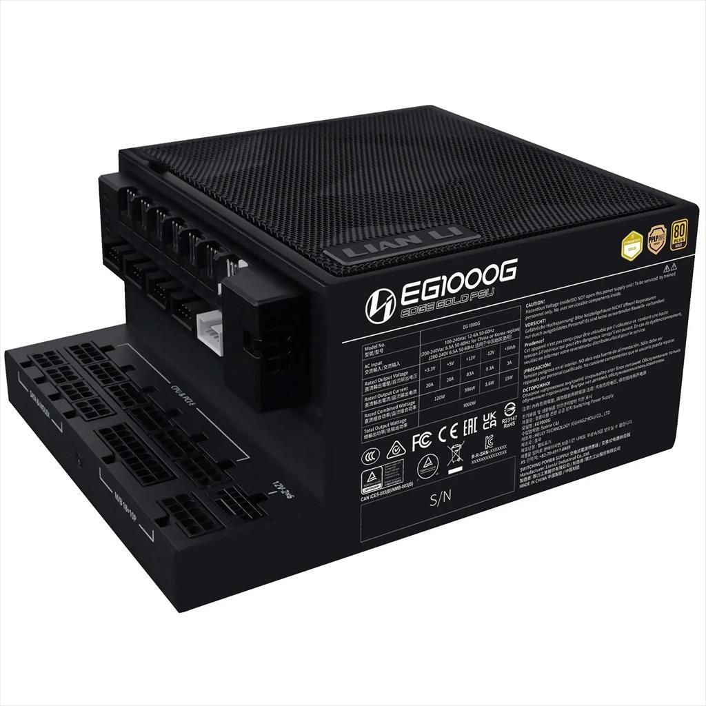 PSU 1000W LIAN LI EDGE EG1000G 80+ GOLD PCIe 5.1 (L-Shape, w/x4 USB 2.0 headers), FULL MODULAR Black - Image 5