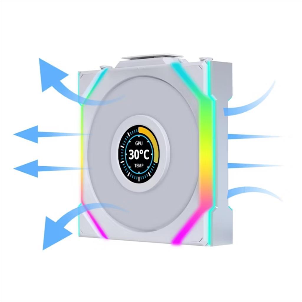 COOLERS CASE FAN 120mm LIAN LI UNI FAN SL Wireless LCD 120 Reverse Blade A-RGB PWM, White, 12RSLLCD1W1W - Image 2