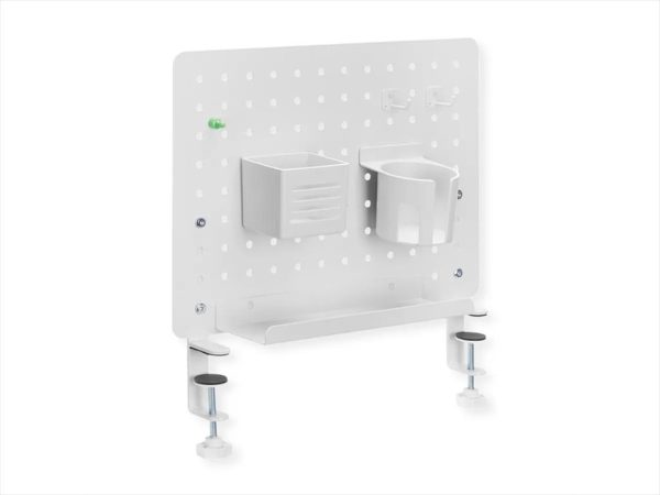 Gaming desk clamp mount pegboard, (3x pin magnet, 1x cup holder, 2x hook, 2x gaming controller hook, 1x headphone hook), white, 17.99.0098-4