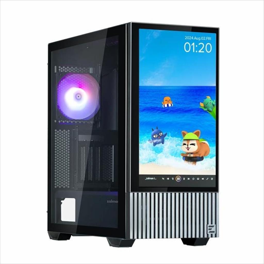 CASE ATX ZALMAN Z10 DS w/Display 15,6" FHD front panel w/WINDOW TG, 1x120mm ARGB fan, 2x120mm, Type-C - Image 2