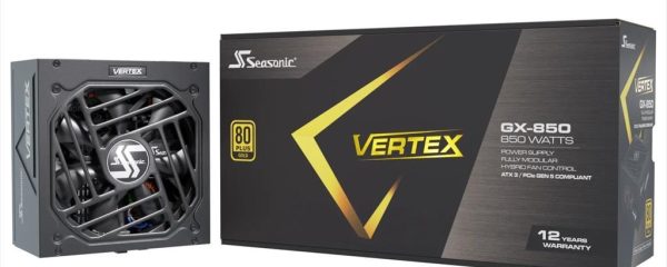 PSU 850W SEASONIC VERTEX GX-850 w/PCIE 5.0 80+ GOLD , Fully Modular, BLACK