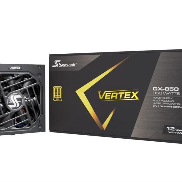 PSU 850W SEASONIC VERTEX GX-850 w/PCIE 5.0 80+ GOLD , Fully Modular, BLACK