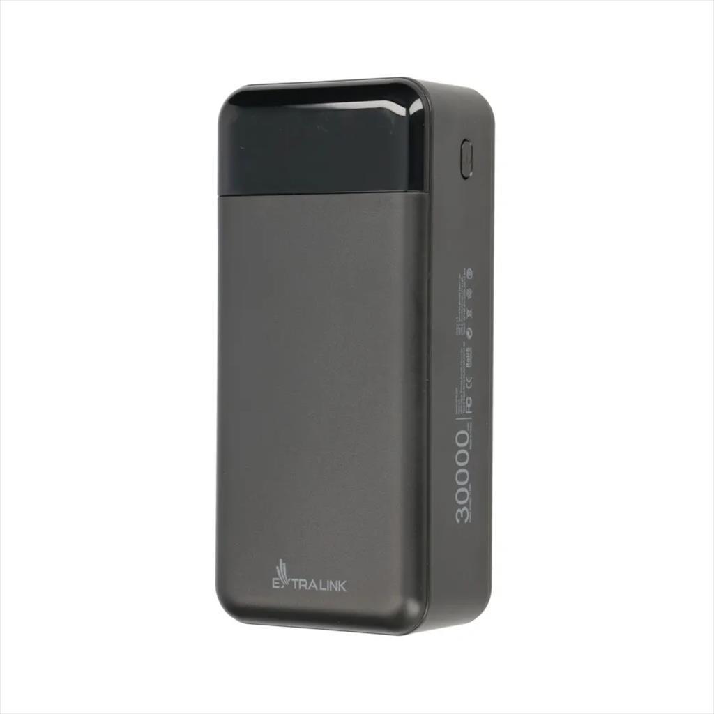 POWER BANK EXTRALINK EPB-124 30000mAh (22.5W Fast charge) w/digital display, LED torch, Dual input (Micro-USB, USB-C) /output( 4x USB-A, USB-C), x3 cables included (microUSB, Type-C, Lightning) Black - Image 2