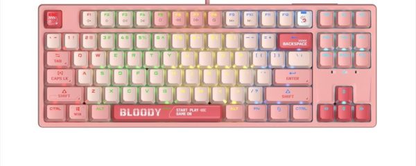 KEYBOARD MECHANICAL A4TECH Bloody S87 TKL, Hot-swappable, BLMS RED PLUS Switch, RGB Backlit, Energy Pink