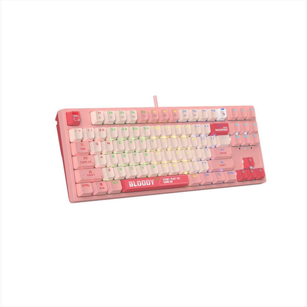 KEYBOARD MECHANICAL A4TECH Bloody S87 TKL, Hot-swappable, BLMS RED PLUS Switch, RGB Backlit, Energy Pink - Image 2