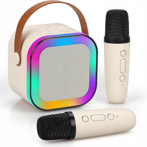 SPEAKERS BLUETOOTH EXTRALINK MINI KARAOKE SET FOR KIDS, x2 MICS+SPEAKER RGB, (BT, AUX, SD CARD) WHITE