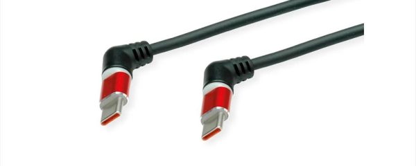 CABLES USB TYPE-C TO TYPE-C 2M ROLINE 360° Rotation 60W, Black/Red, 11.02.8348-10