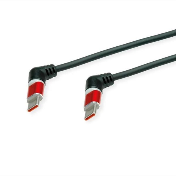 CABLES USB TYPE-C TO TYPE-C 2M ROLINE 360° Rotation 60W, Black/Red, 11.02.8348-10