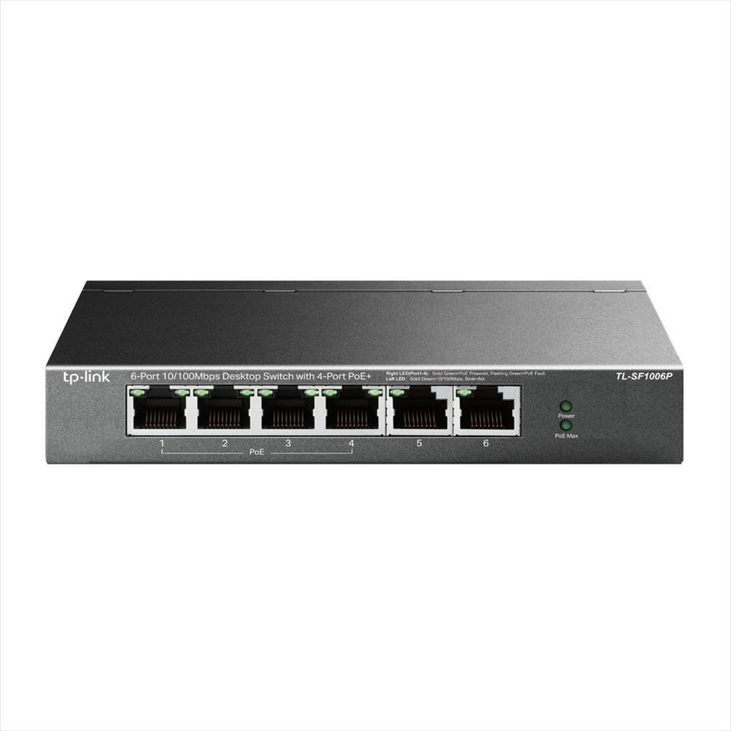 NET Switch TP-Link 6-port 10/100 w/4-Port PoE+, TL-SF1006P
