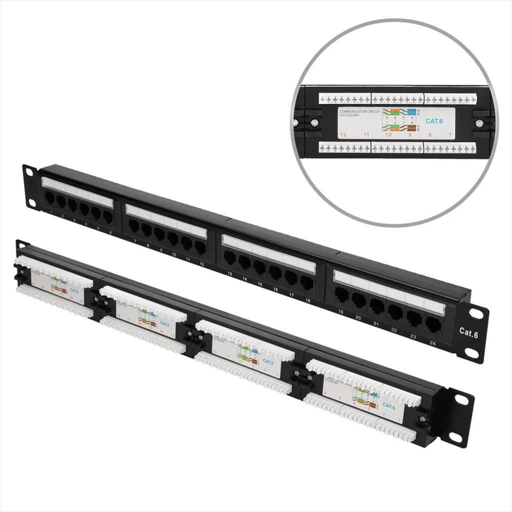 NET PATCH PANEL EXTRALINK 24 PORT 19" CAT6 UTP BLACK, EX.9816