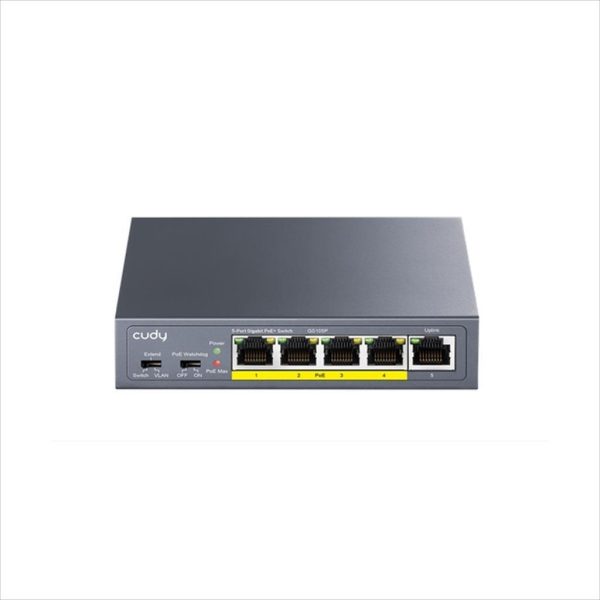 NET Switch CUDY 5-port Gigabit GS105P 4xPoE, metal
