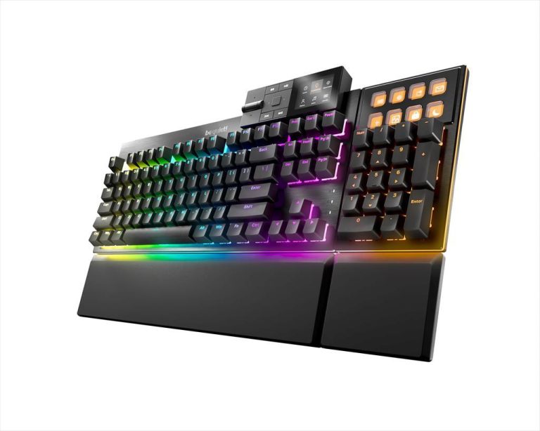 KEYBOARD MECHANICAL BE QUIET! DARK MOUNT SILENT MODULAR (hot-swappable numpad & media dock), Tactile switch HS, 8 customizable Display Keys, ARGB, Black, BT002US
