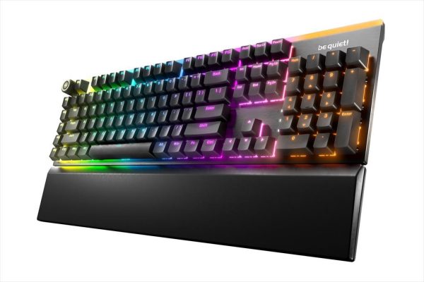 Keyboard mechanical be quiet! light mount silent, linear switch hs, 5 customizable macro keys, argb, palm rest, black, bt003us