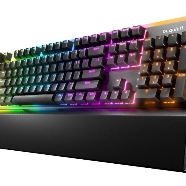 KEYBOARD MECHANICAL BE QUIET! LIGHT MOUNT SILENT, Linear switch HS, 5 customizable macro keys, ARGB, Palm rest, Black, BT003US