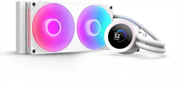 Coolers cpu aio nzxt kraken plus 240 rgb, f240 rgb core fan, w/1.54" lcd display, rl-kr240-w2, matte white