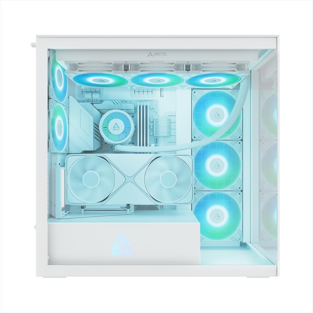 CASE ARCTIC E-ATX Mid-Tower XTENDER VG MIROR WHITE (Vertical GPU Mounting) tempered glass,2x120mm P12 Pro ARGB, 3x140mm P14 Pro Reverse ARGB, 2x USB-A 3.2 , USB-C 3.2,3.5 mm Jack, ACPCC00017A - Image 4
