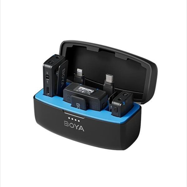 MICROPHONE WIRELESS SYSTEM BOYA BOYAMIC, 2xMIC, USB-C, Lightning, 3.5mm receiver, black