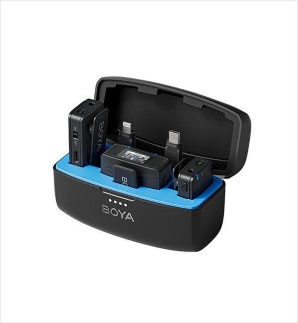 Microphone wireless system boya boyamic, 2xmic, usb-c, lightning, 3.5mm receiver, black
