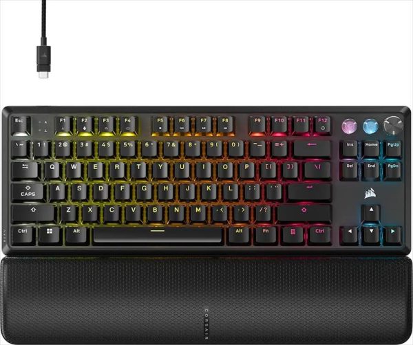 Keyboard mechanical corsair k70 pro tkl rgb, mgx hyperdriv– magnetic, black,  ch-911911g-na