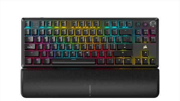 Keyboard mechanical corsair k70 core tkl rgb, 2.4 ghz & bt  mlx red switch, black,ch-914901e-na