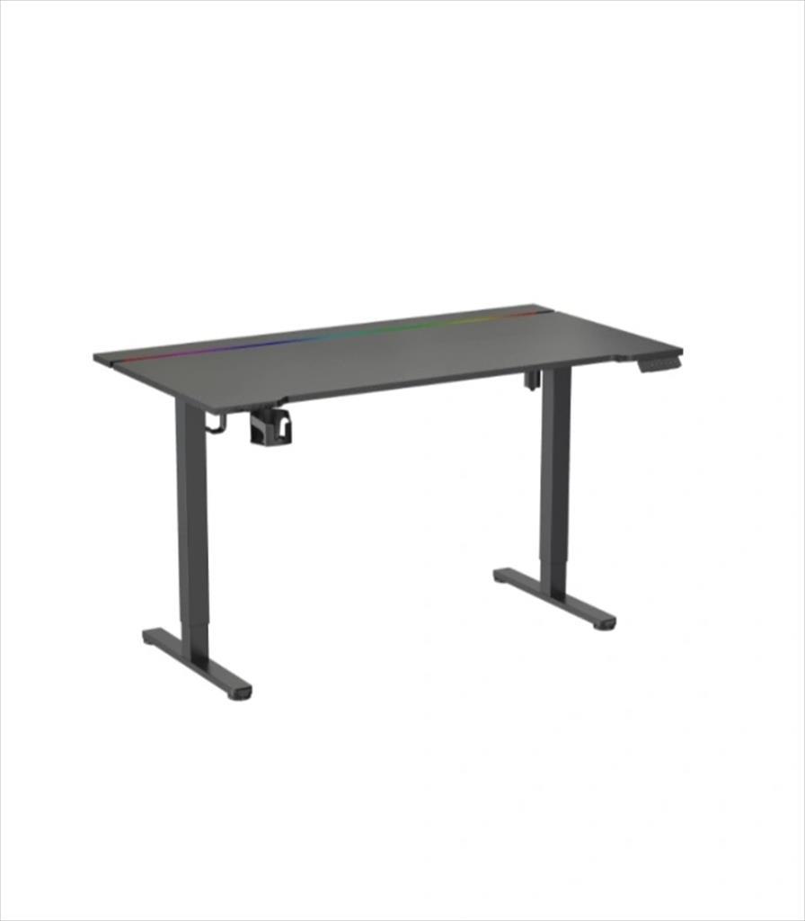 GAMING DESK RGB EG105 w/height adjustment, cup and headphones holder, up to 70kg, Black