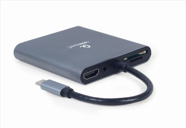 Docking station type-c 6 in1, hdmi / usb 3.0 / vga/ type-c pd max 60w/ gigabit lan / 3.5mm/ sd/microsd card reader/cablexpert/ space gray/ a-cm-combo6-01
