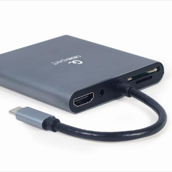 DOCKING STATION TYPE-C 6 in1, HDMI / USB 3.0 / VGA/ Type-C PD max 60W/ Gigabit LAN / 3.5mm/ SD/microSD card reader/CABLEXPERT/ Space gray/ A-CM-COMBO6-01