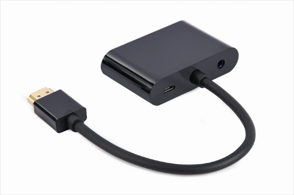 CONVERTOR HDMI (M) TO VGA (F) + HDMI (M) & audio CABLEXPERT Black, A-HDMIM-HDMIFVGAF-01 - Image 2
