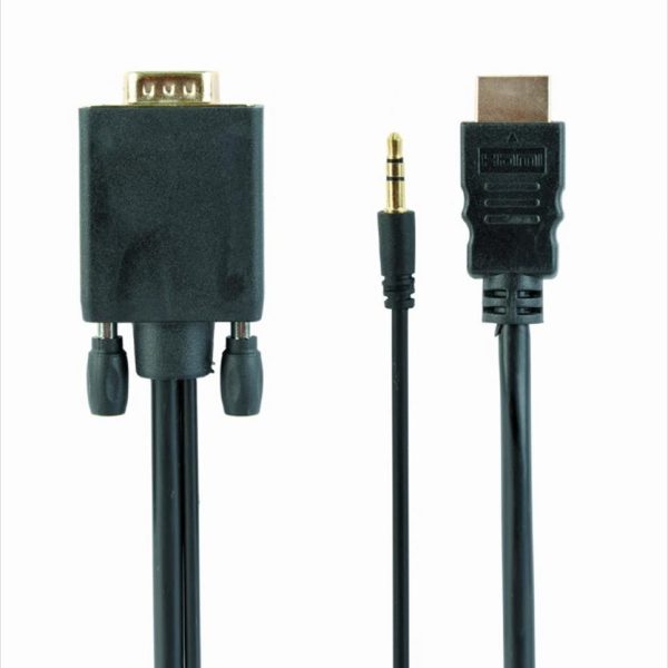CABLES MONITOR HDMI to VGA & Audio 3m Black, CABLEXPERT, A-HDMI-VGA-03-10