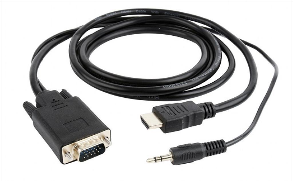 CABLES MONITOR HDMI to VGA & Audio 3m Black, CABLEXPERT, A-HDMI-VGA-03-10 - Image 2