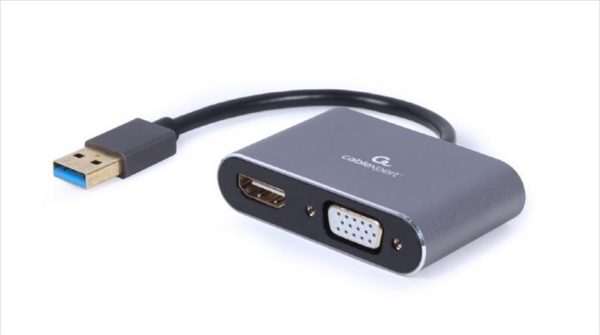 Convertor usb 3.0 to hdmi + vga cablexpert, grey, a-usb3-hdmivga-01