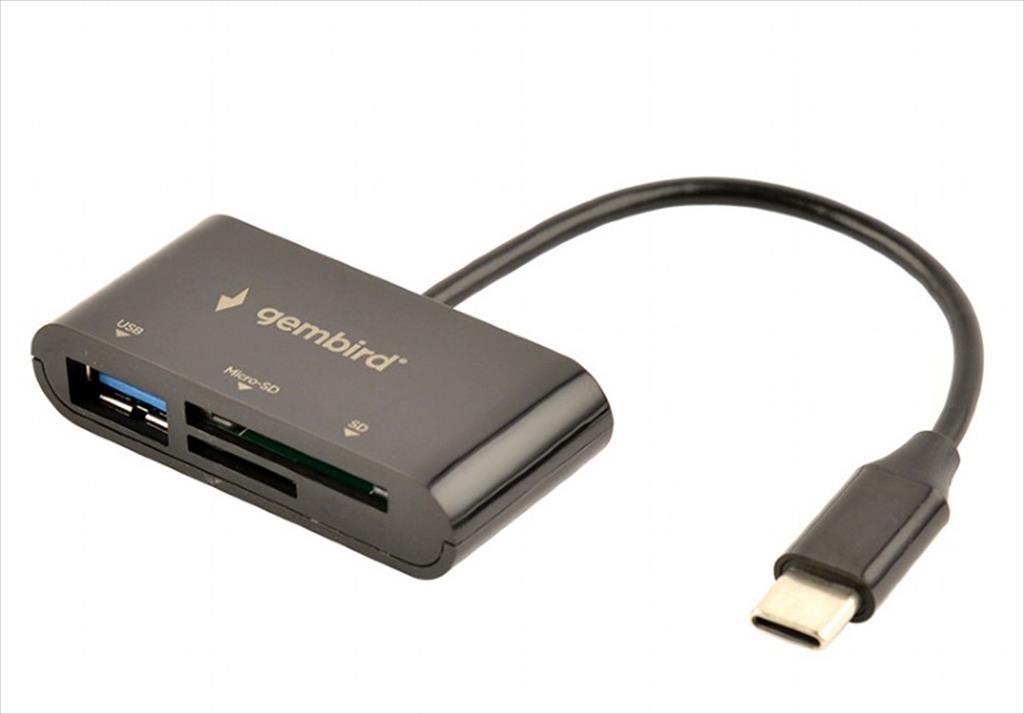 CARD READER USB 3.0/Type C, Micro-SD/ SD Gembird Black, UHB-CR3-02 - Image 2