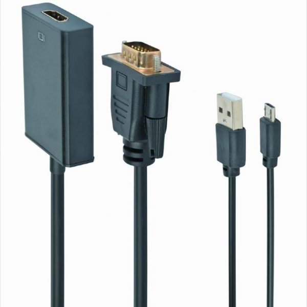 CONVERTOR VGA (M) TO HDMI (F) + audio w/USB for power,GEMBIRD, A-VGA-HDMI-01