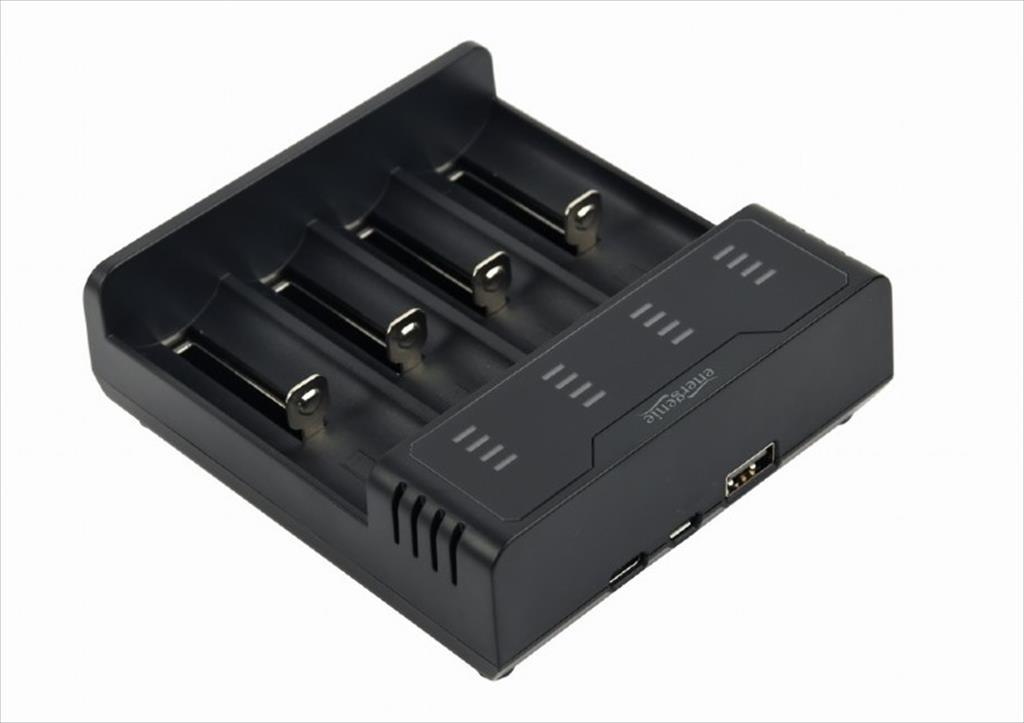 Battery CHARGER FAST ENERGENIE, 4x AA/AAA, BLACK,  Micro-USB + TYPE-C, BC-USB-02 - Image 2