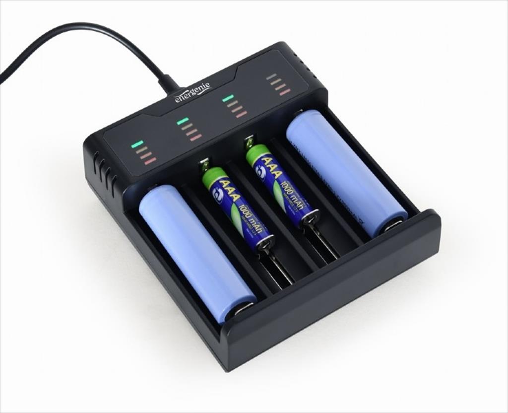 Battery CHARGER FAST ENERGENIE, 4x AA/AAA, BLACK,  Micro-USB + TYPE-C, BC-USB-02 - Image 3